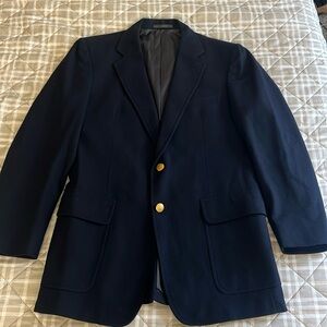 Stanley Blacker Navy Blue Wool Blend Classic Sport Coat Blazer Jacket Size L